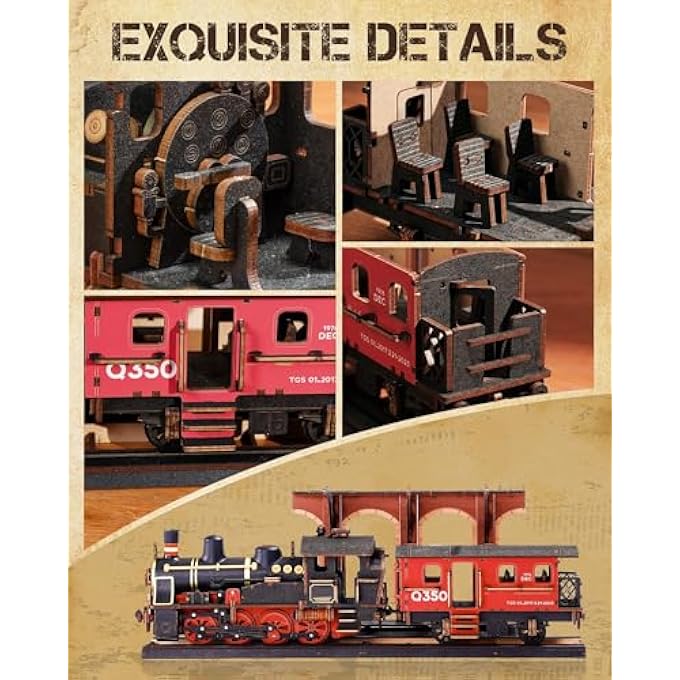 STEAM TRAIN 3D WOODEN PUZZLE, WOODEN TRAIN MODEL KITS FOR ADULTS FOR BUILDING, VINTAGE CRAFT SET FOR CRAFT MODELS, DIY CHRISTMAS AND BIRTHDAY GIFTS FOR MEN AND BOYS - Image 4